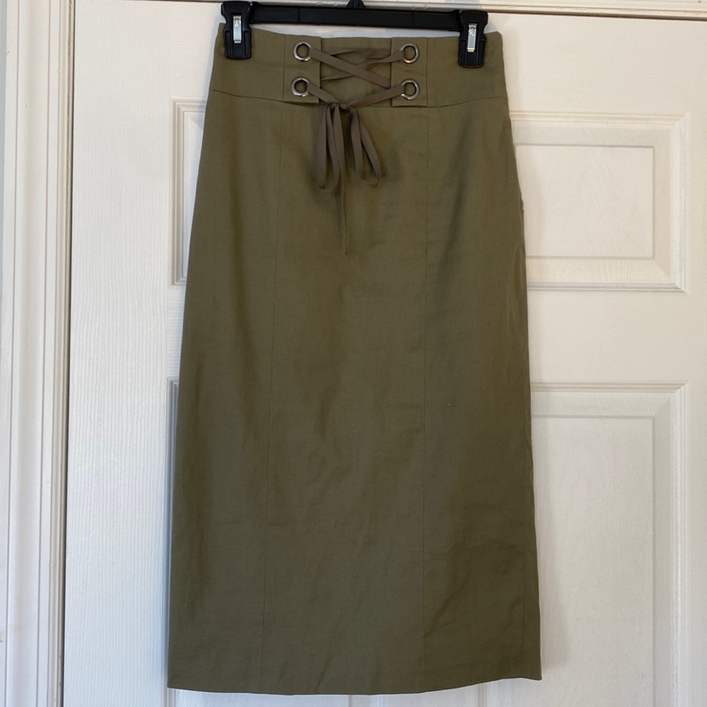 BCBG MaxAzria Olive Green Pencil Skirt in Size XXS